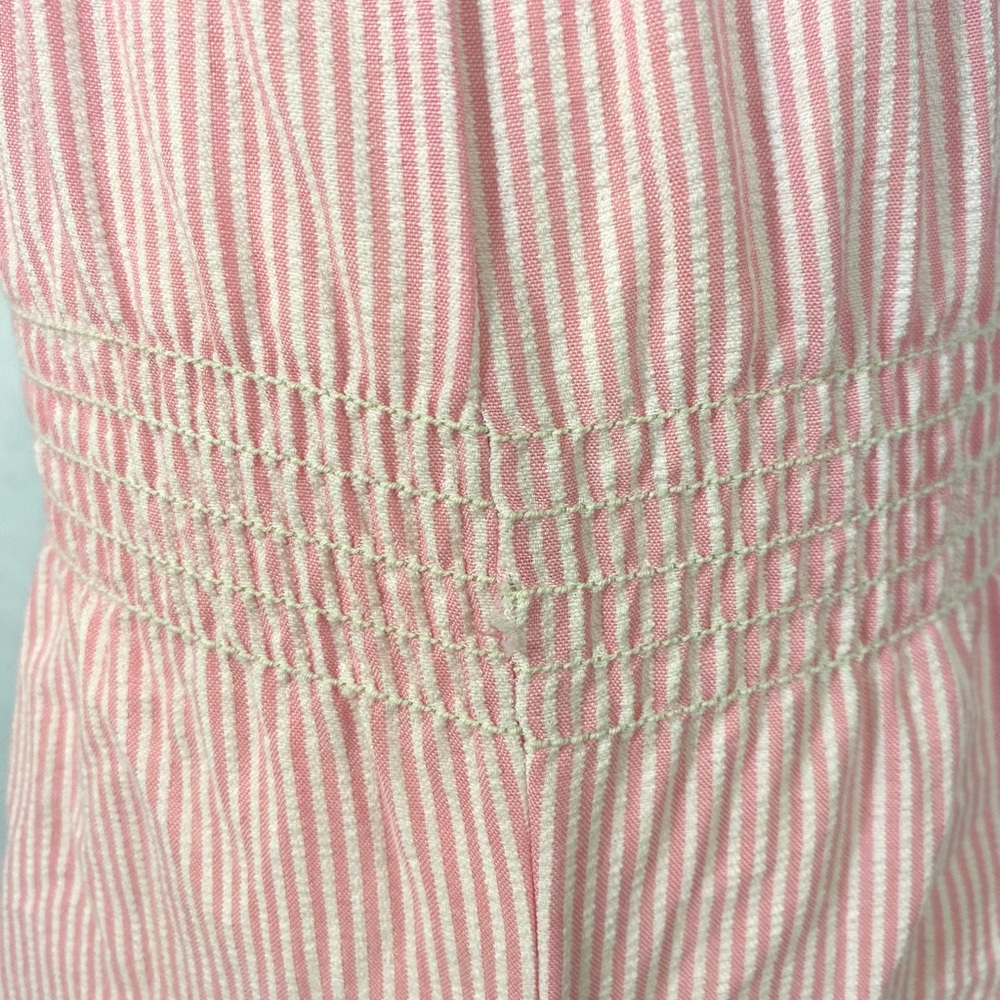 Vintage 80’s Pink Striped Smocked Romper 3T 2T Playsuit Summer Embroidered - Picture 3 of 12